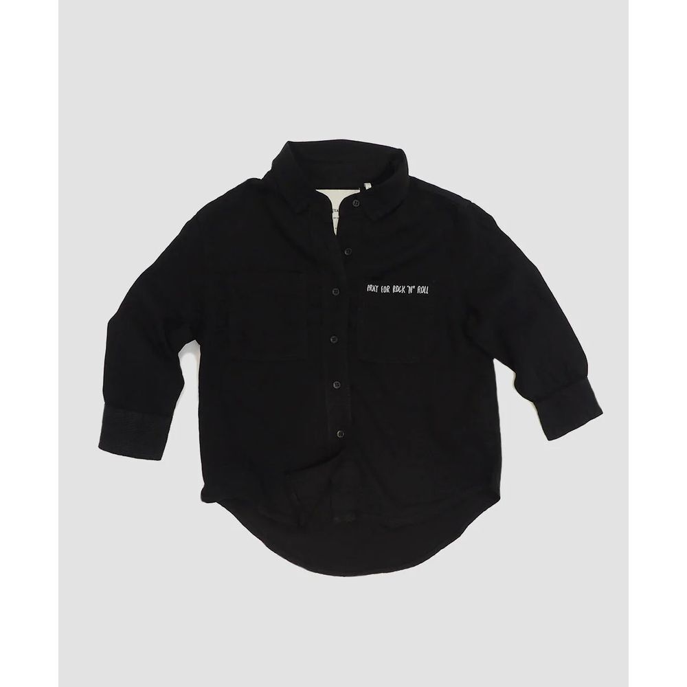 One Teaspoon NWT Kids Soho Button up Shirt Pray for Rock n Roll Black S 8-9 $110